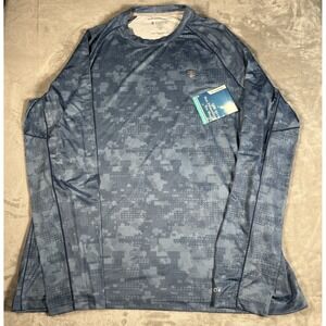 Coolibar Shirt Mens 2XL Blue Digital Agility Performance Long Sleeve UPF 50